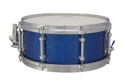 14" x 6" Snare Drum, Klangmacherei Birkenkessel, 9-lagig 6mm, blaue Delmar Glitterfolie